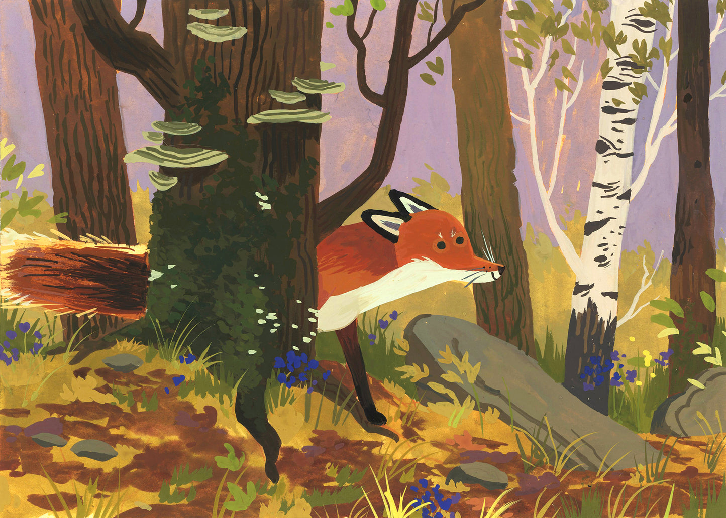 Fox in the Woods Painting