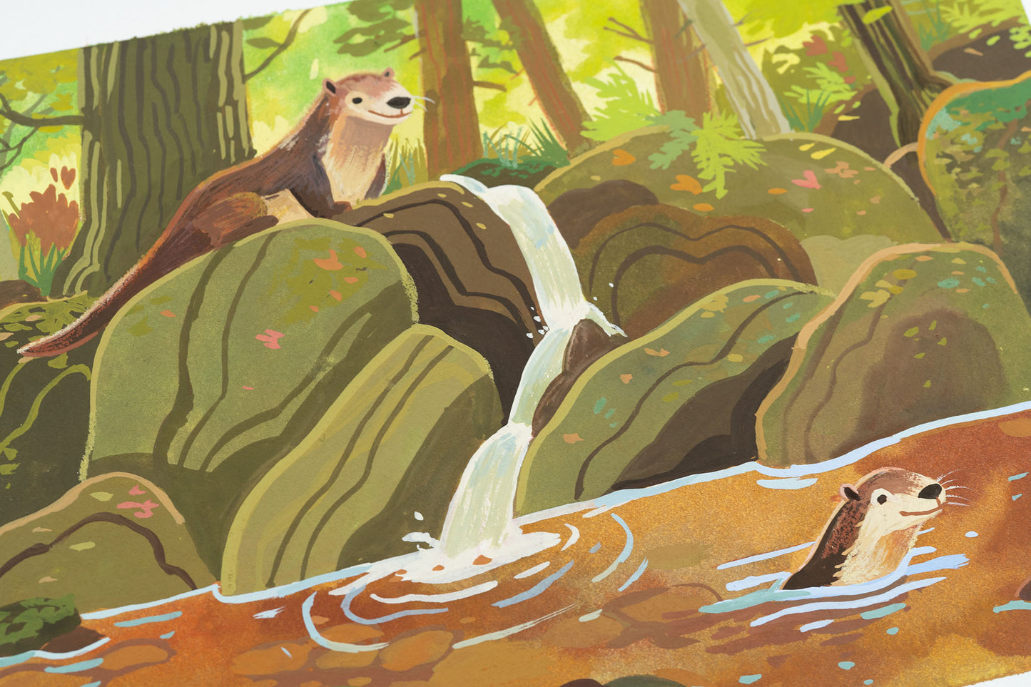 Swimming Otters 02 Painting