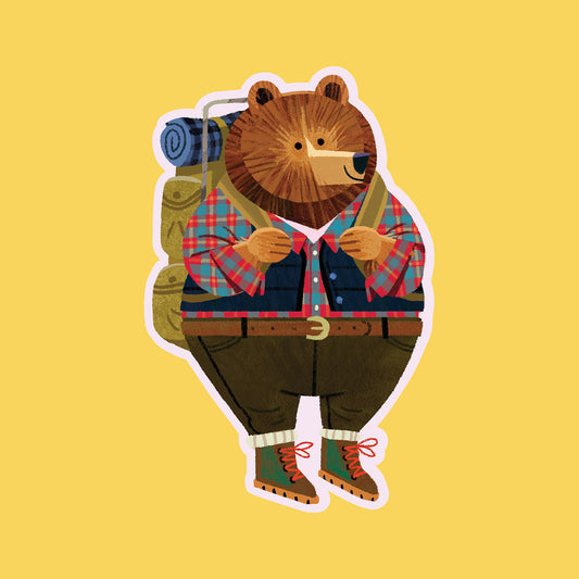 Hiking Bear - Vinyl Sticker